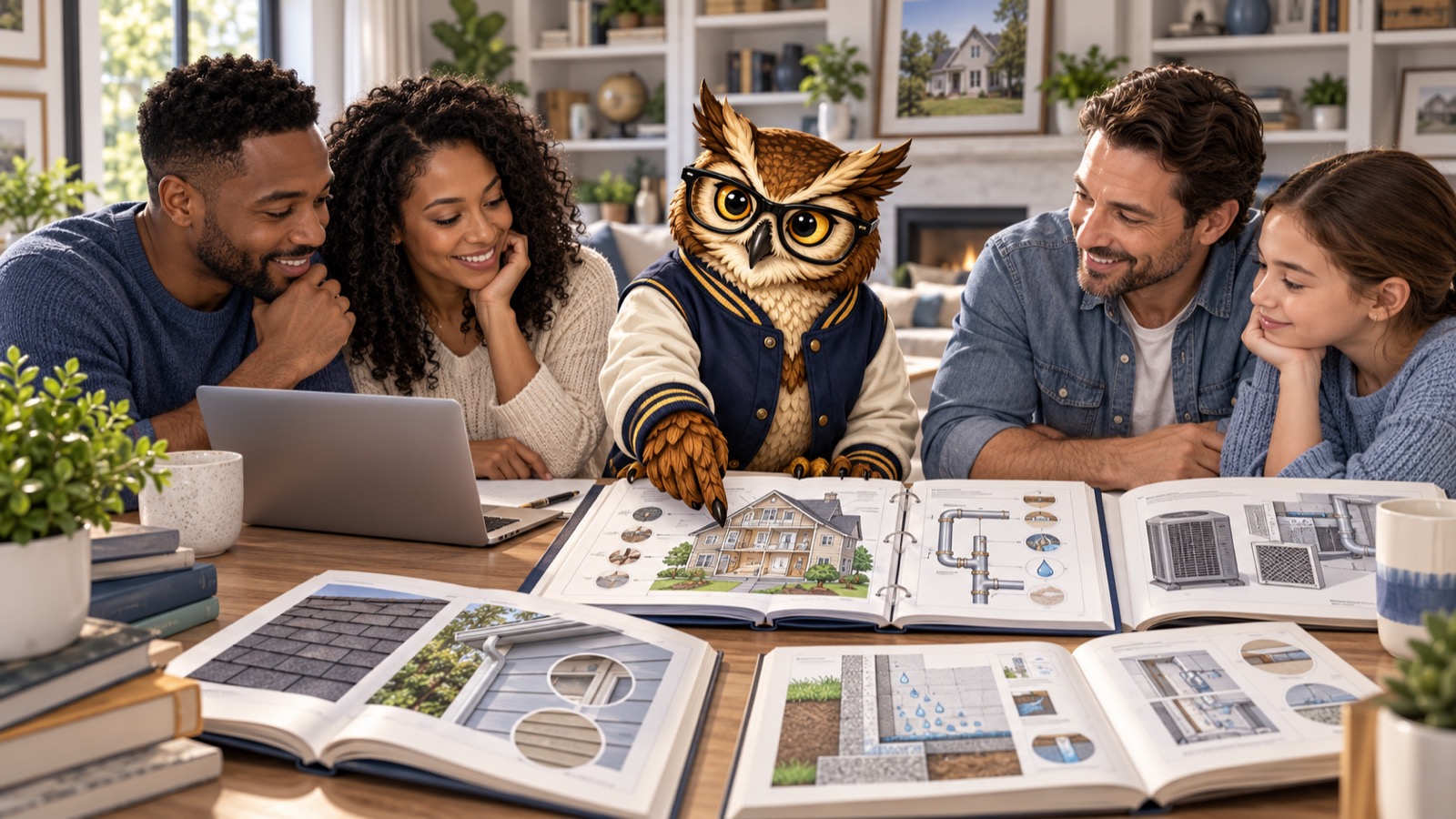Homeowners learning about home systems with Quill as an educational guide